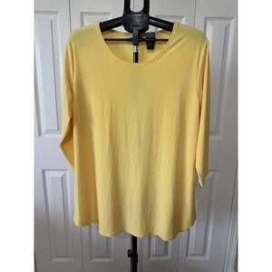 Sympli Top Womens 18 Yellow Jersey 3/4 Sleeve Scoop Neck Stretch T Shirt 904